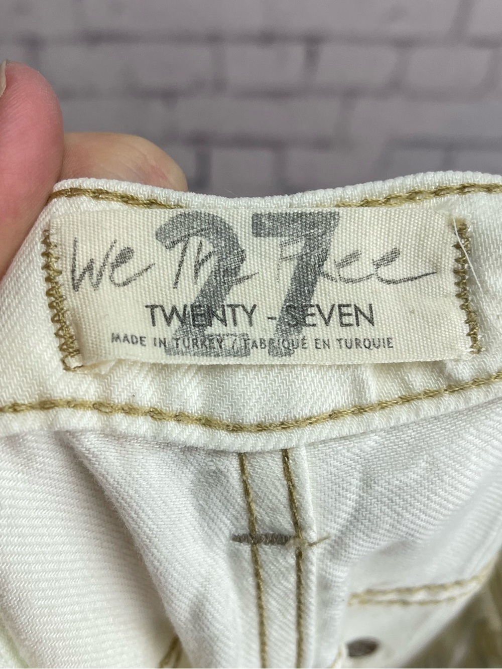 We the free size 27 cream colored wide leg jeans - Picture 3 of 7